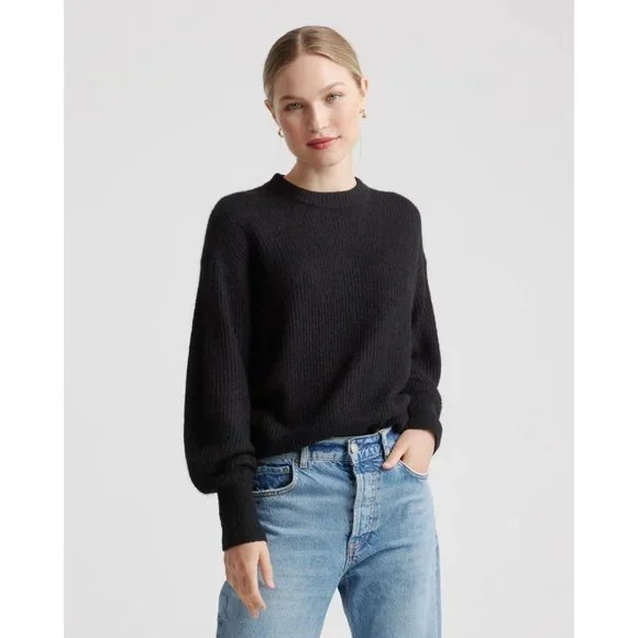 Quince Women's Black Baby Alpaca-Merino Wool Crew Neck Pullover Sweater sz M NWT - Picture 4 of 4
